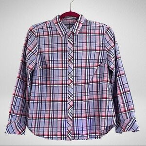 Talbots Petites Pastel Colored Plaid Button Down Top Size Medium Petite